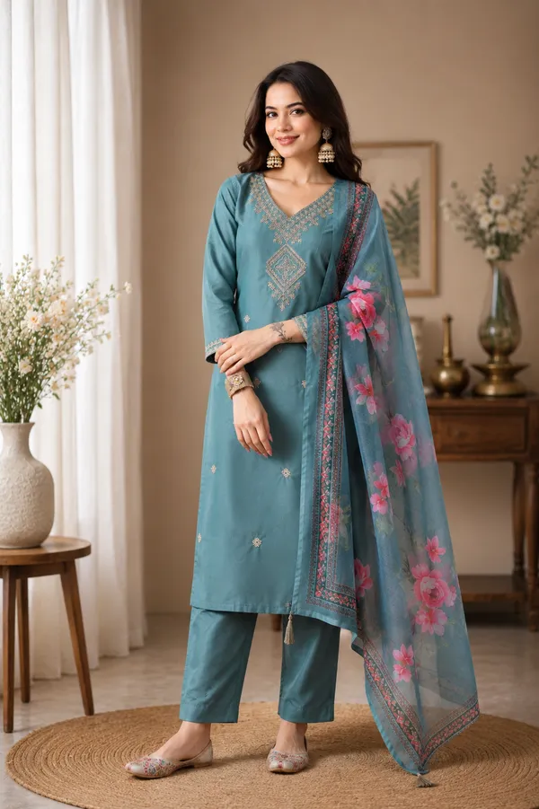 Teal_Embroidered_Straight_Kurta_Set_for_Women
