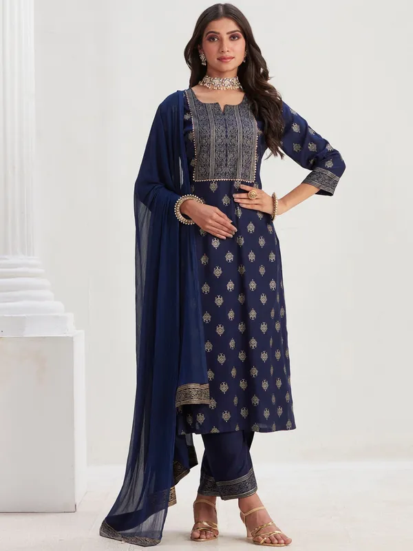 Navy_Printed_Straight_Kurta_Set_With_Dupatta_For_Women