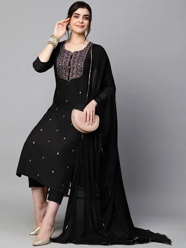 Black_Embroidered_Straight_Kurta_Set_for_Women