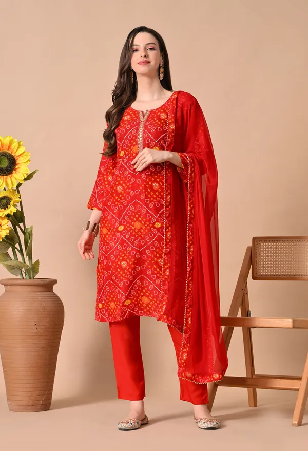 Red_Printed_Kurta_Set_With_Dupatta_For_Women