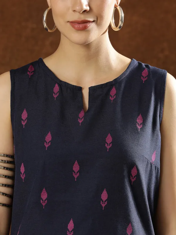 Navy_Printed_Straight_Kurta_Set_For_Women