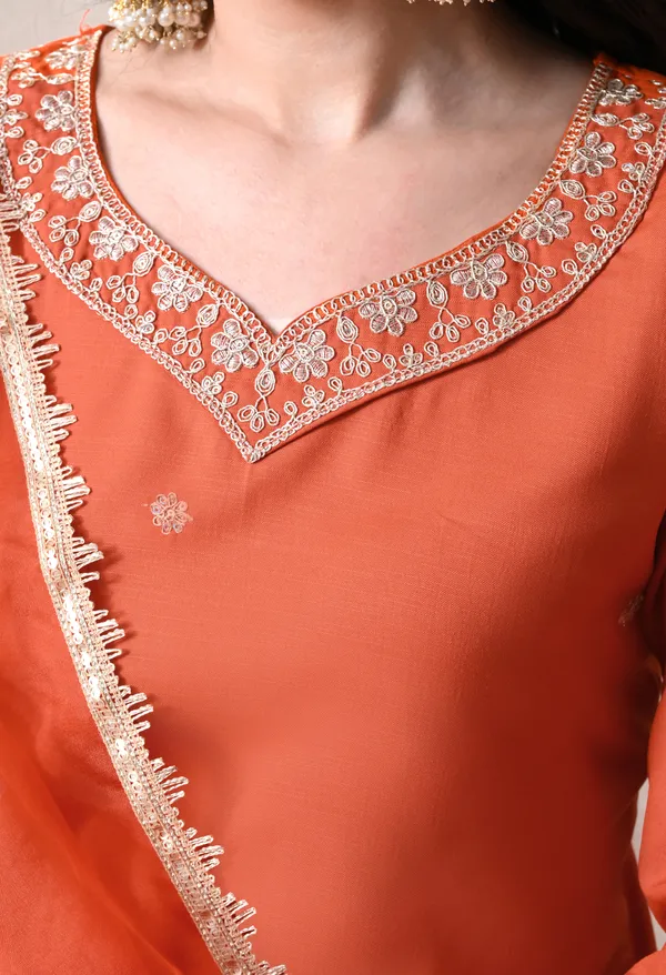 Orange_Embroidered_Ethnic_Suit_Set_for_Women