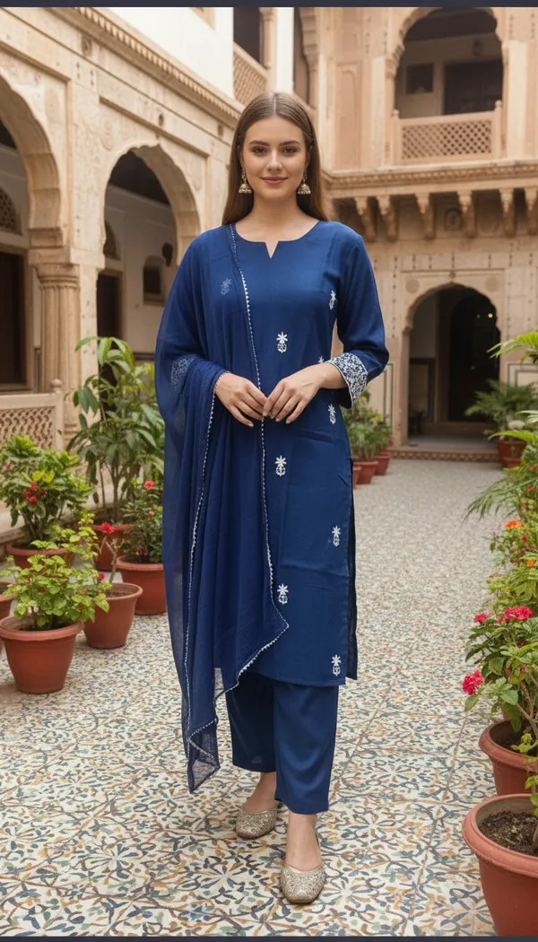Blue_Embroidered_Kurta_Set_With_Dupatta_For_Women