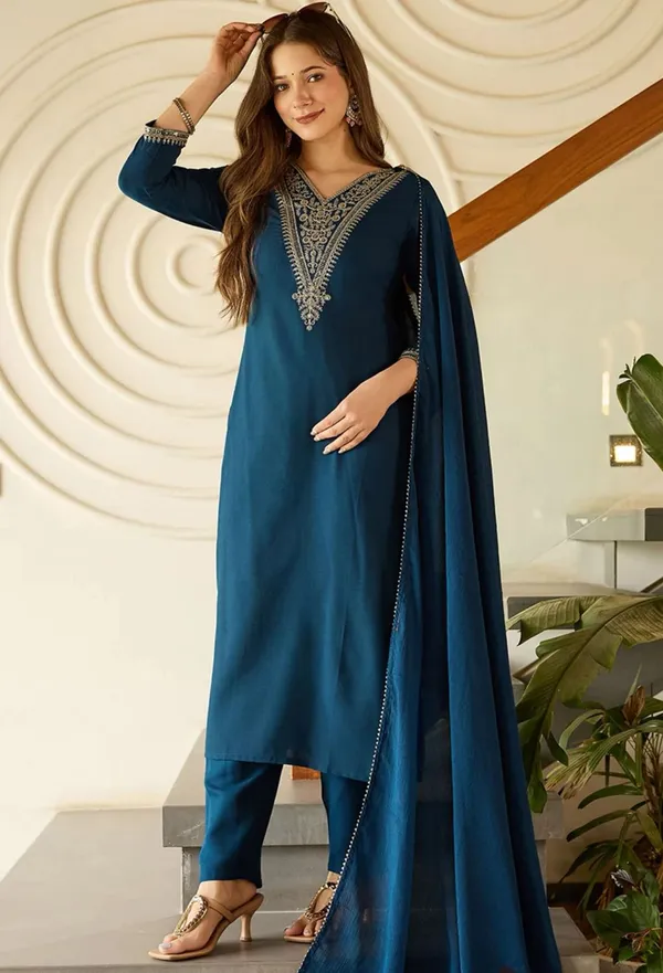 Blue_Embroidered_Straight_Kurta_Pant_Dupatta_Set_for_Women