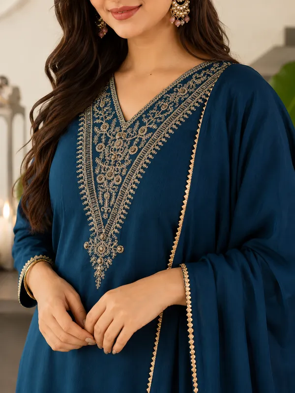 Blue_Embroidered_Straight_Kurta_Pant_Dupatta_Set_for_Women