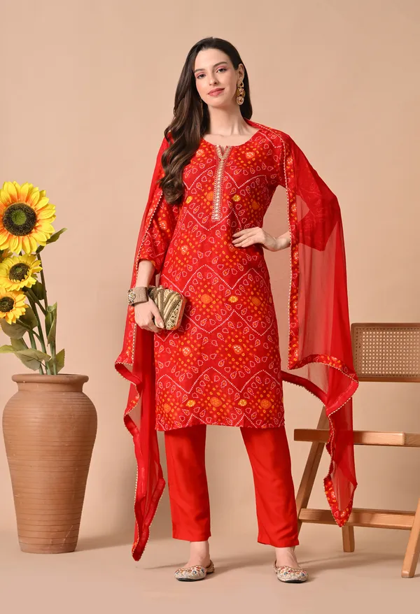 Red_Printed_Kurta_Set_With_Dupatta_For_Women