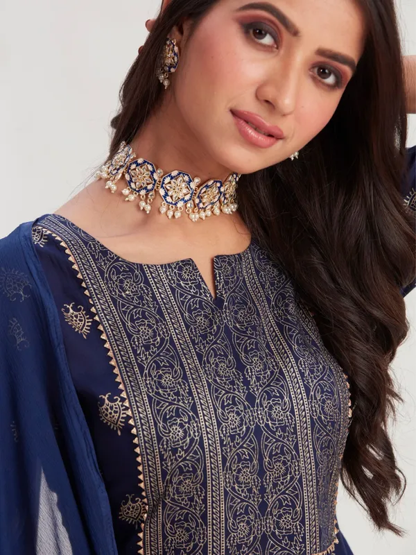 Navy_Printed_Straight_Kurta_Set_With_Dupatta_For_Women