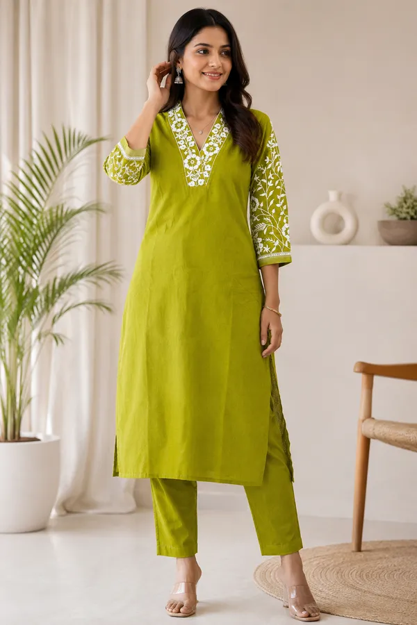 Green_Printed_Straight_Kurta_Pant_Set_for_Women