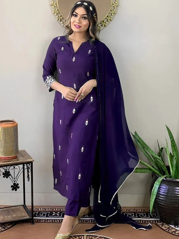 Purple_Embroidered_Straight_Kurta_Set_For_Women