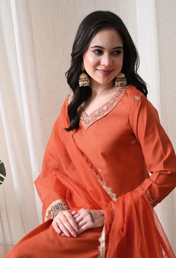 Orange_Embroidered_Ethnic_Suit_Set_for_Women