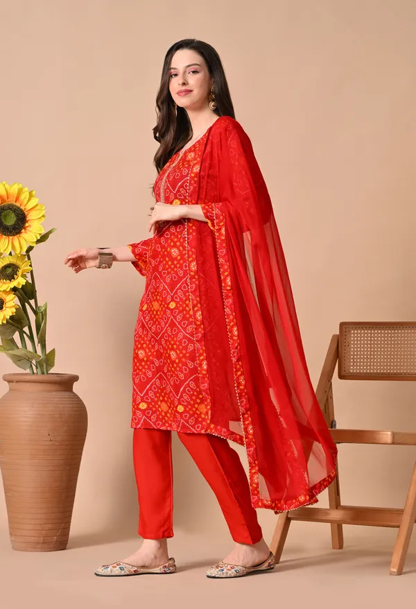 Red_Printed_Kurta_Set_With_Dupatta_For_Women