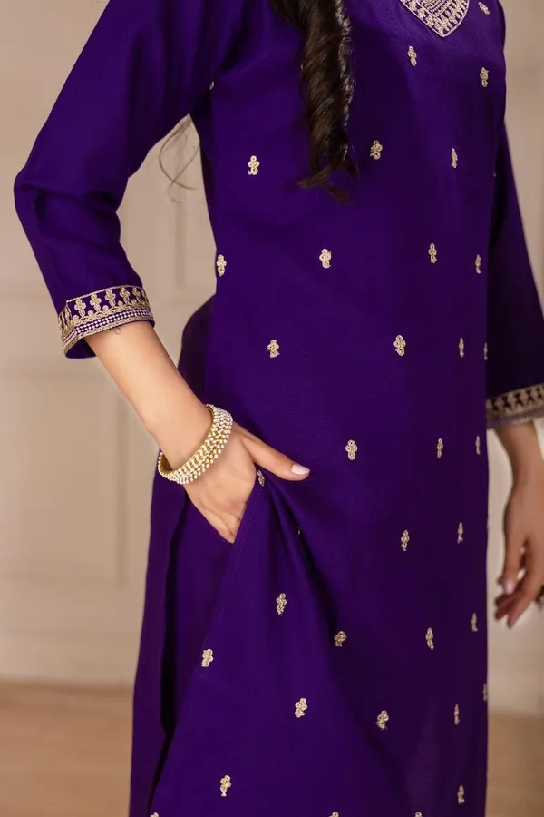 Purple_Embroidered_Straight_Kurta_Set_For_Women