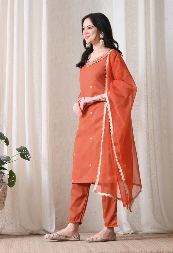 Orange_Embroidered_Ethnic_Suit_Set_for_Women