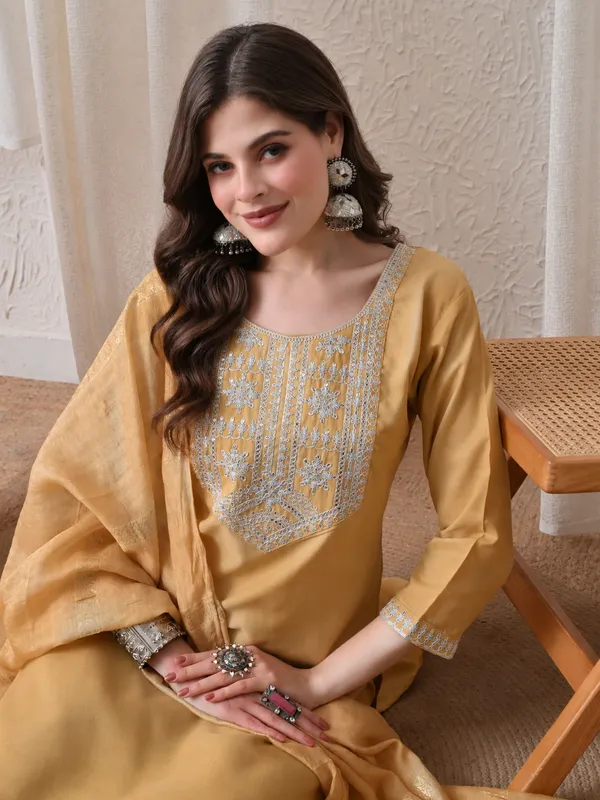 Mustard_Embroidered_Straight_Kurta_Set_for_Women