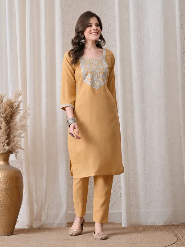Mustard_Embroidered_Straight_Kurta_Set_for_Women