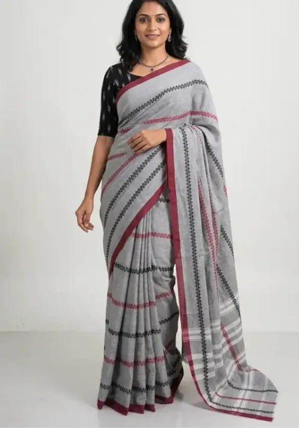 Grey_Cotton_Striped_Saree_for_Women
