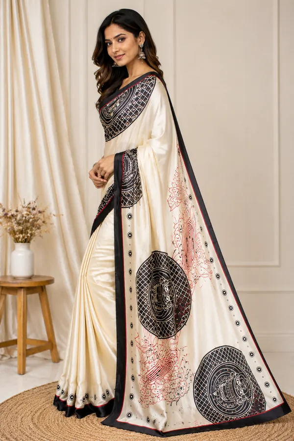 Off_White_Printed_Saree_With_Blouse_For_Women