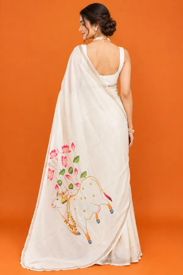 Cream_Printed_Saree_For_Women