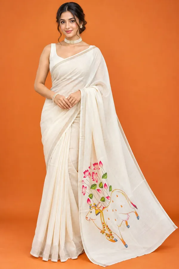 Cream_Printed_Saree_For_Women