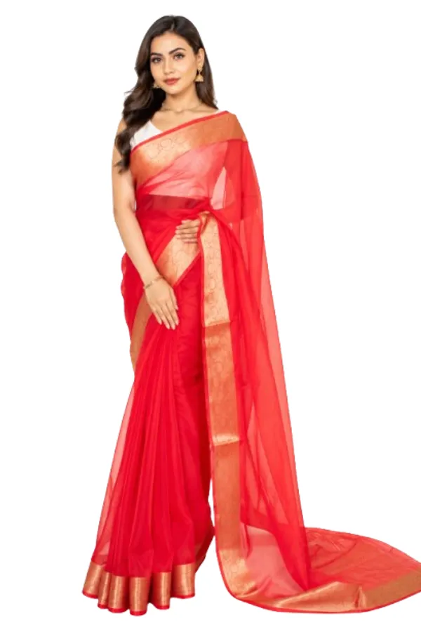 Red_Sheer_Saree_With_Woven_Border_for_Women