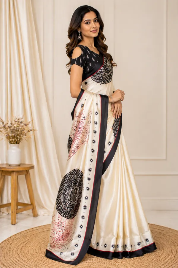 Off_White_Printed_Saree_With_Blouse_For_Women