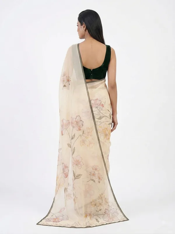 Lemon_Yellow_Floral_Print_Organza_saree