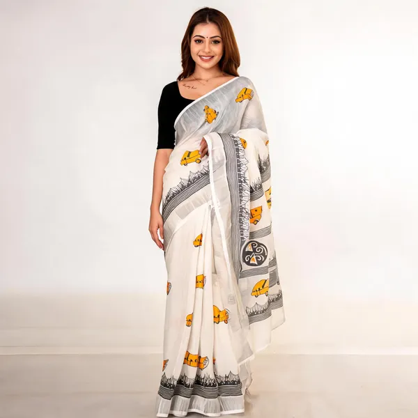 White_Printed_Ethnic_Saree_for_Women