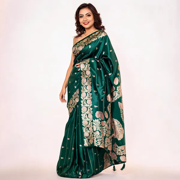 Bottle_Green_Silk_Woven_Saree_for_Women