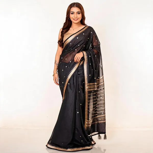 Black_Sheer_Striped_Saree_For_Women