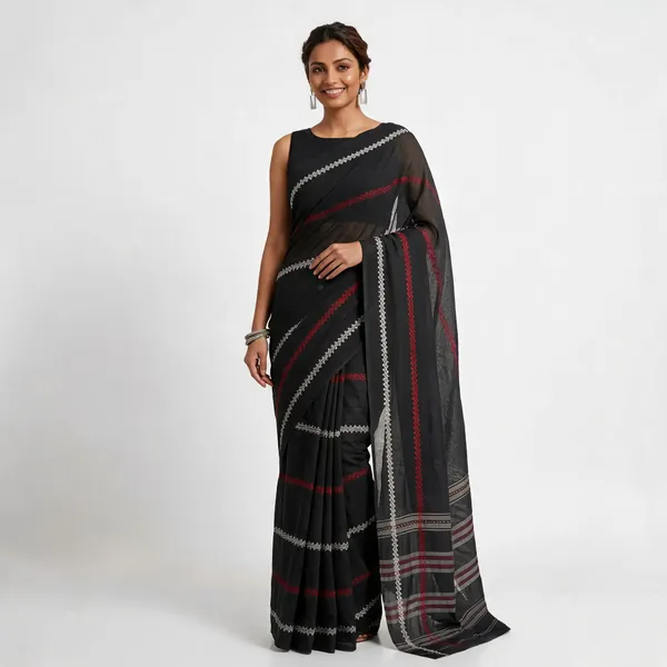 Black_Woven_Striped_Saree_for_Women