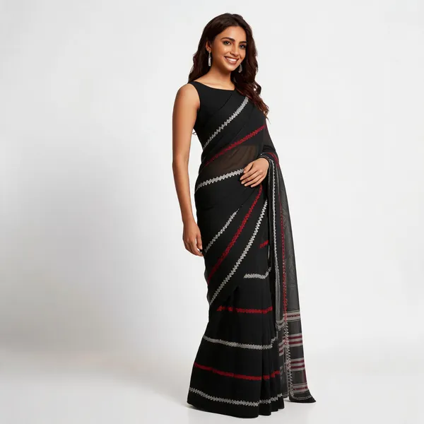 Black_Woven_Striped_Saree_for_Women
