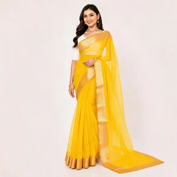 Yellow_Chiffon_Zari_Border_Saree_for_Women