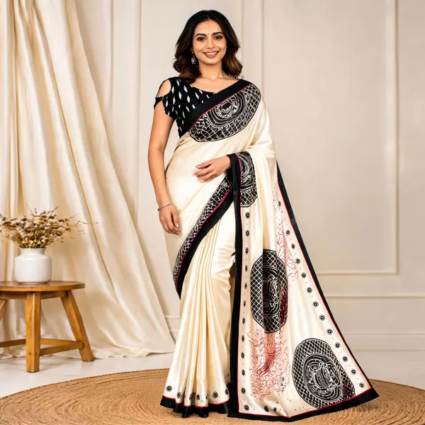 Off_White_Printed_Saree_With_Blouse_For_Women