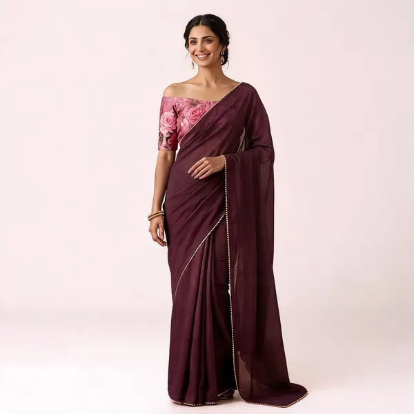 Wine_Floral_Blouse_Saree_for_Women