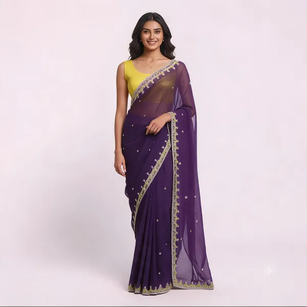 Purple_Georgette_Embroidered_Saree_For_Women
