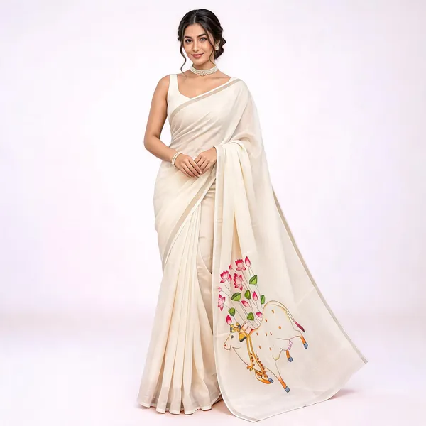 Cream_Printed_Saree_For_Women