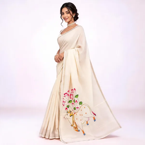 Cream_Printed_Saree_For_Women