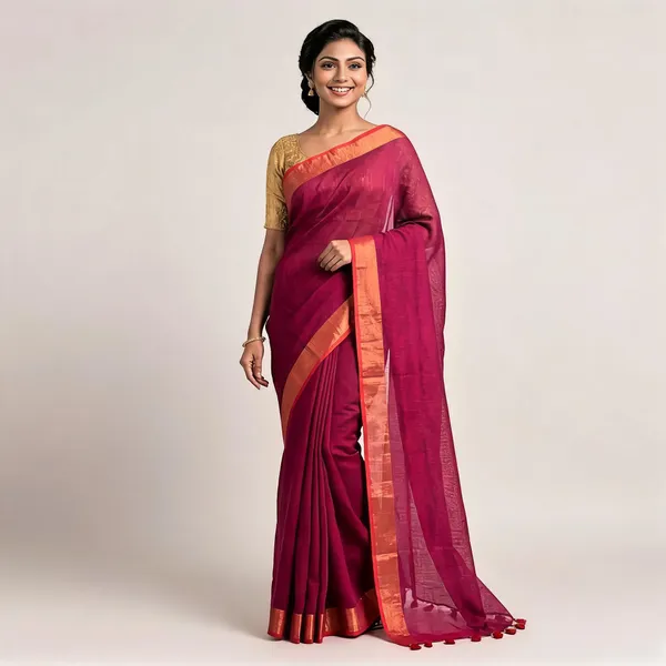 Blue_And_Magenta_Cotton_Saree_for_Women