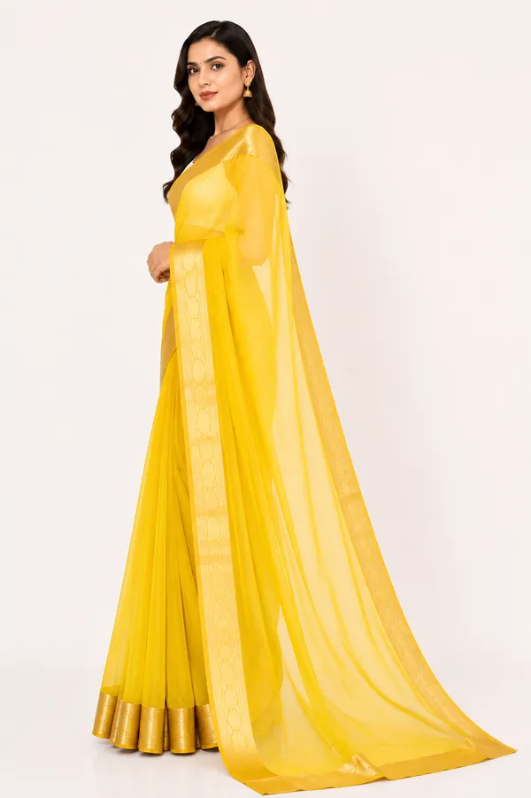 Yellow_Chiffon_Zari_Border_Saree_for_Women