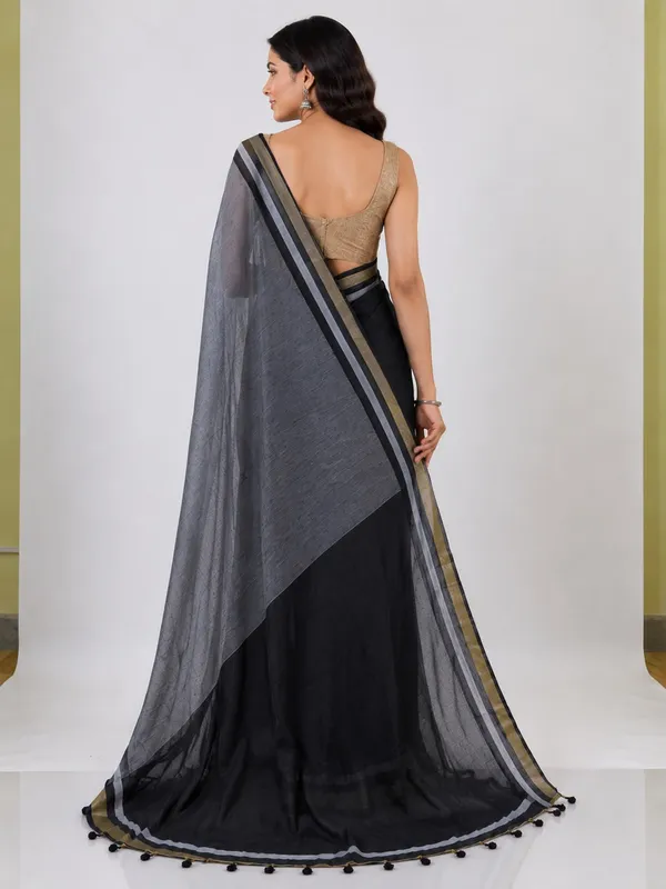 Grey_And_Black_Sheer_Striped_Saree_For_Women