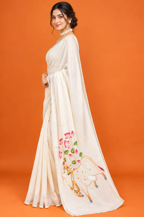 Cream_Printed_Saree_For_Women