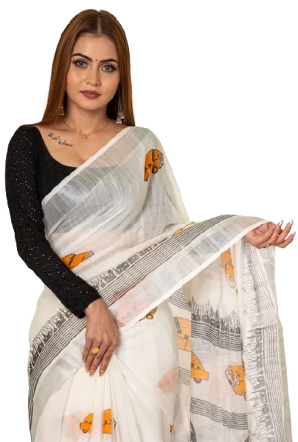 White_Printed_Ethnic_Saree_for_Women