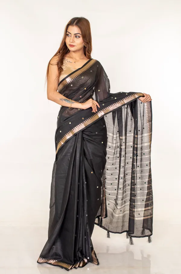 Black_Sheer_Striped_Saree_For_Women