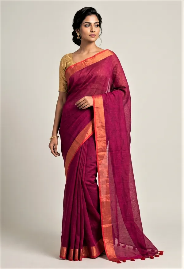 Blue_And_Magenta_Cotton_Saree_for_Women