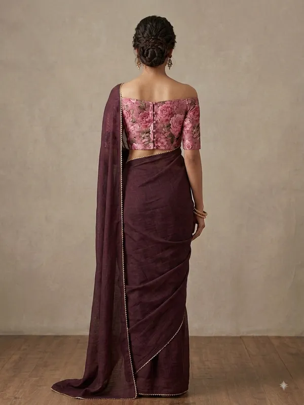 Wine_Floral_Blouse_Saree_for_Women