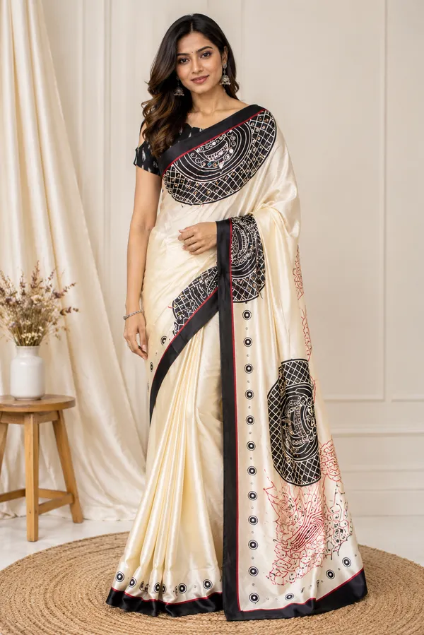 Off_White_Printed_Saree_With_Blouse_For_Women