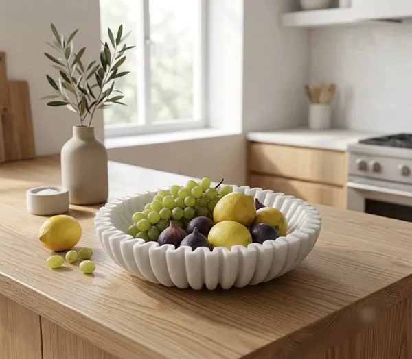 White_Marble_Fluted_Decorative_Fruit_Bowl
