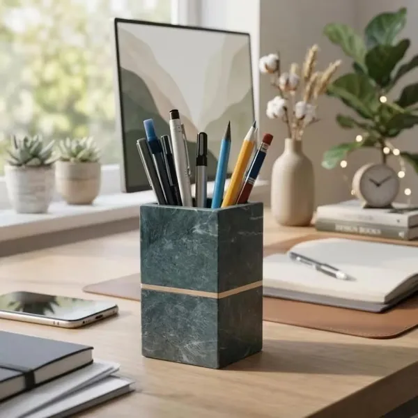Green_Marble-Effect_Desk_Pen_Holder