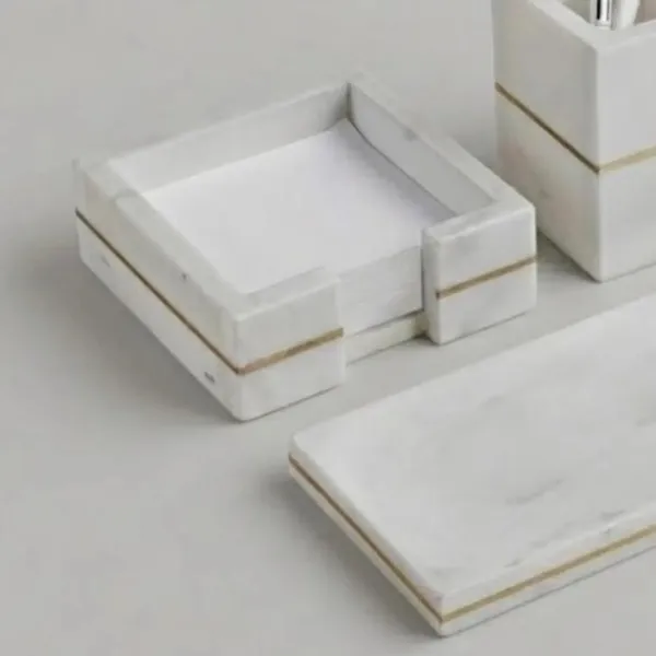 White_Gold_Accent_Desk_Organizer_Set