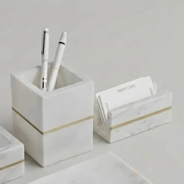 White_Gold_Accent_Desk_Organizer_Set